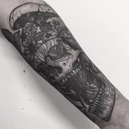 Tattoos - skull and flowers - 130712